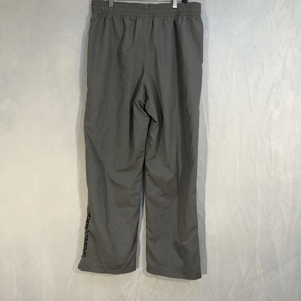 Under Armour Mesh Lined Pants Gray Men's L‎ Zip Ankles Drawstring Athletic Pants